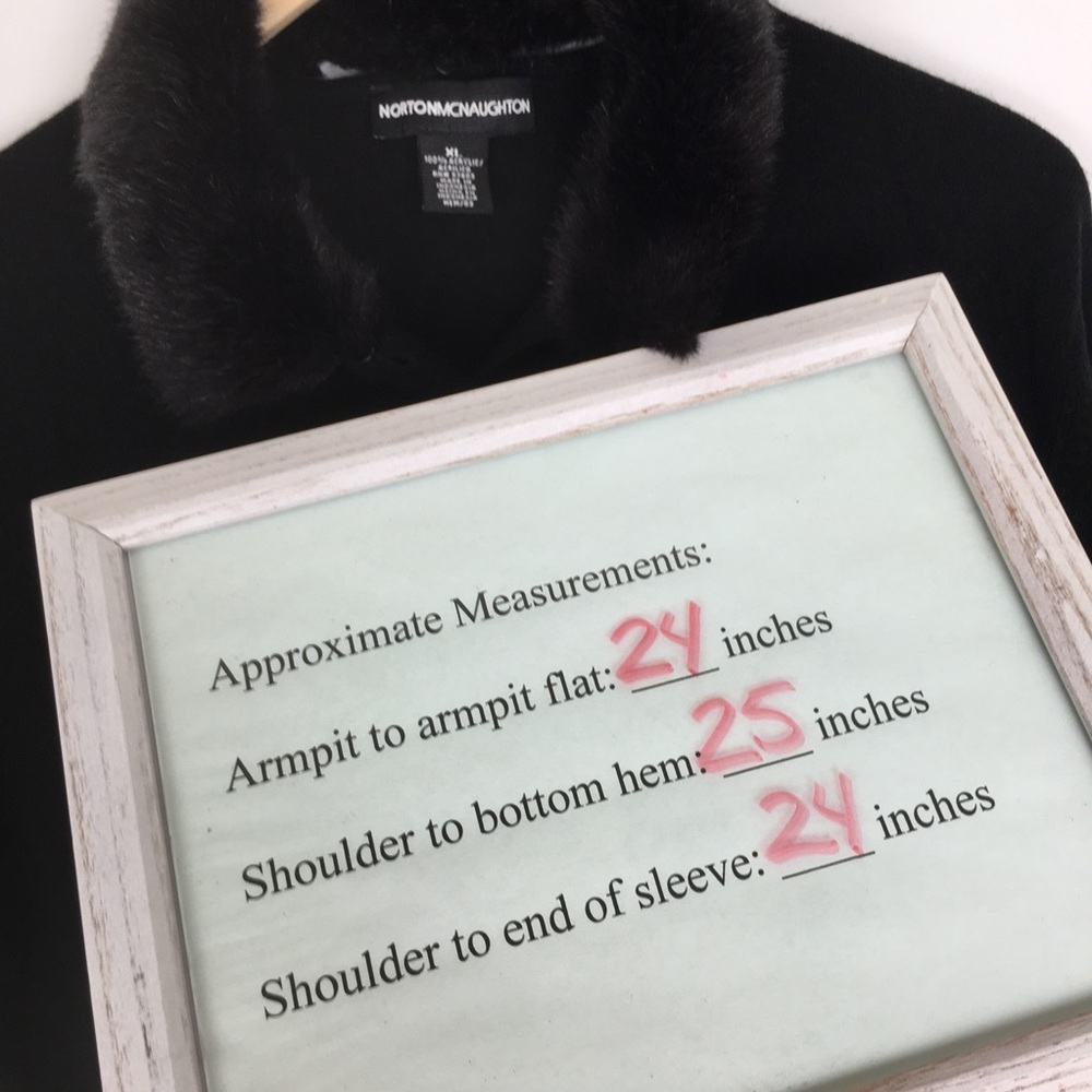 Norton McNaughton Black Sweater Top Faux Fur Collar Women’s Size XL - Picture 10 of 10